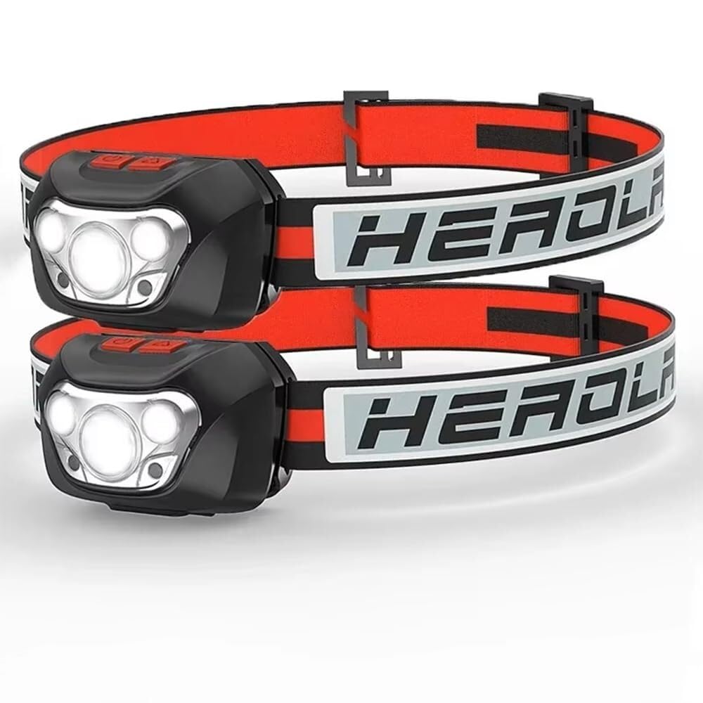 QFGVMXBWKZH LED Headlamp COB Outdoor Camping Fishing Head Headlight Flashlight Emergency 6 Lighting Modes Torch(2Pcs)
