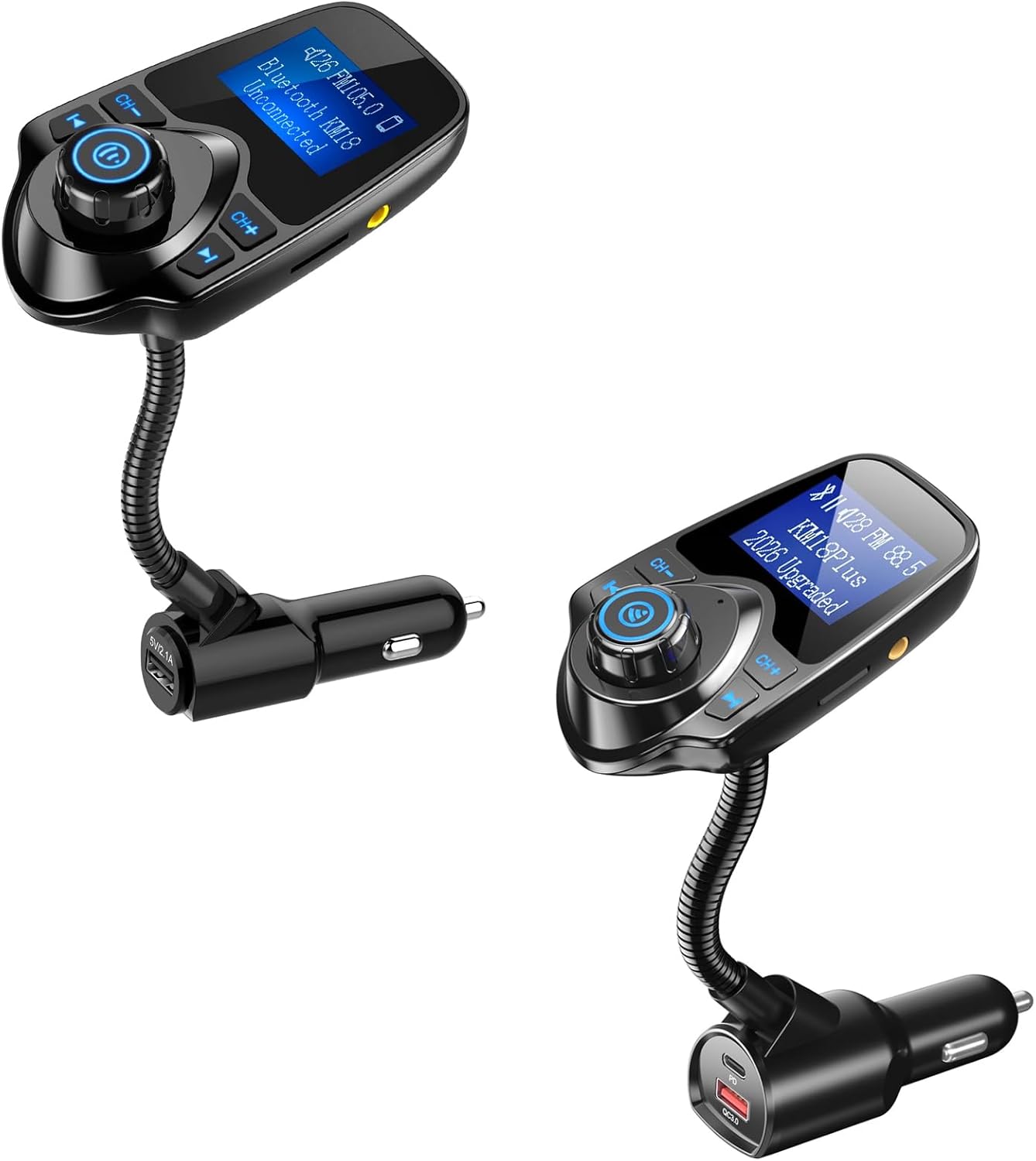 Nulaxy [2026 KM18 Upgraded Version] 48W Bluetooth 5.4 Car Adapter-KM18 Plus & Wireless in-Car Bluetooth FM Transmitter Radio Adapter-KM18