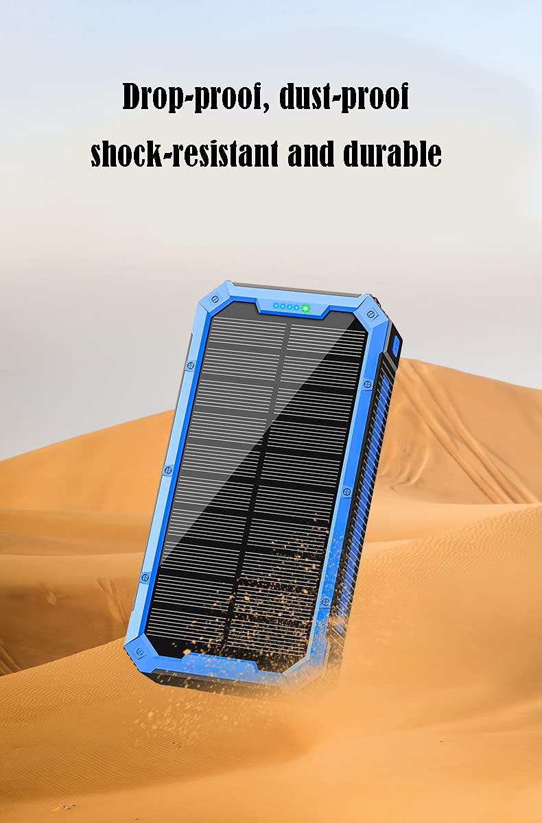Siqi Power Bank 36800Mah-5V / 3A Carga rápida Wireless Power Banks Cargador portátil Solar [4 Salidas y 3 entradas] con linternas LED Paquete de batería Externa-Black Orange