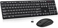 EDJO Silent Wireless Keyboard Mouse Combo Full-Size 2.4GHz Lag-Free Long Battery Life for PC Laptop Chromebook Windows Black