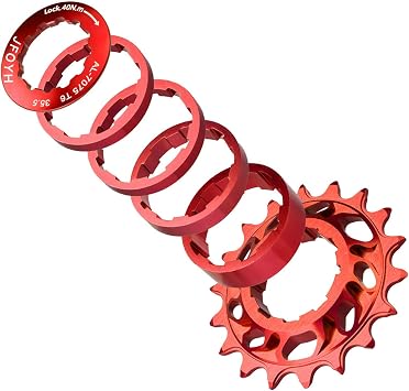 JFOYH Single Speed Conversion Kit with 15T / 16T / 18T Cogs, 7075 Aluminum Single Speed Cog with Spacers & Lockring, Compatible with Shimano HG Freehub for BMX & Dirt Jump