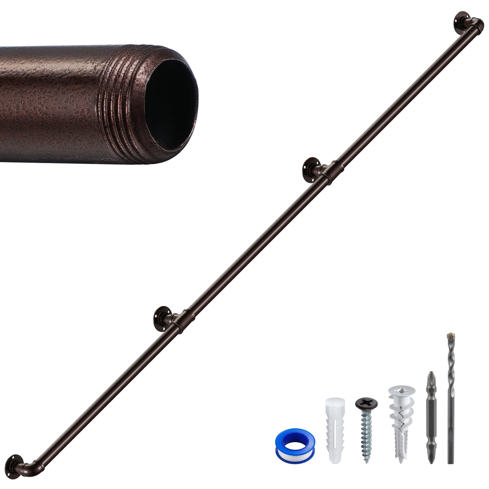 Staircase Handrails,Wall Hand Railing,Bronze,7.5FT
