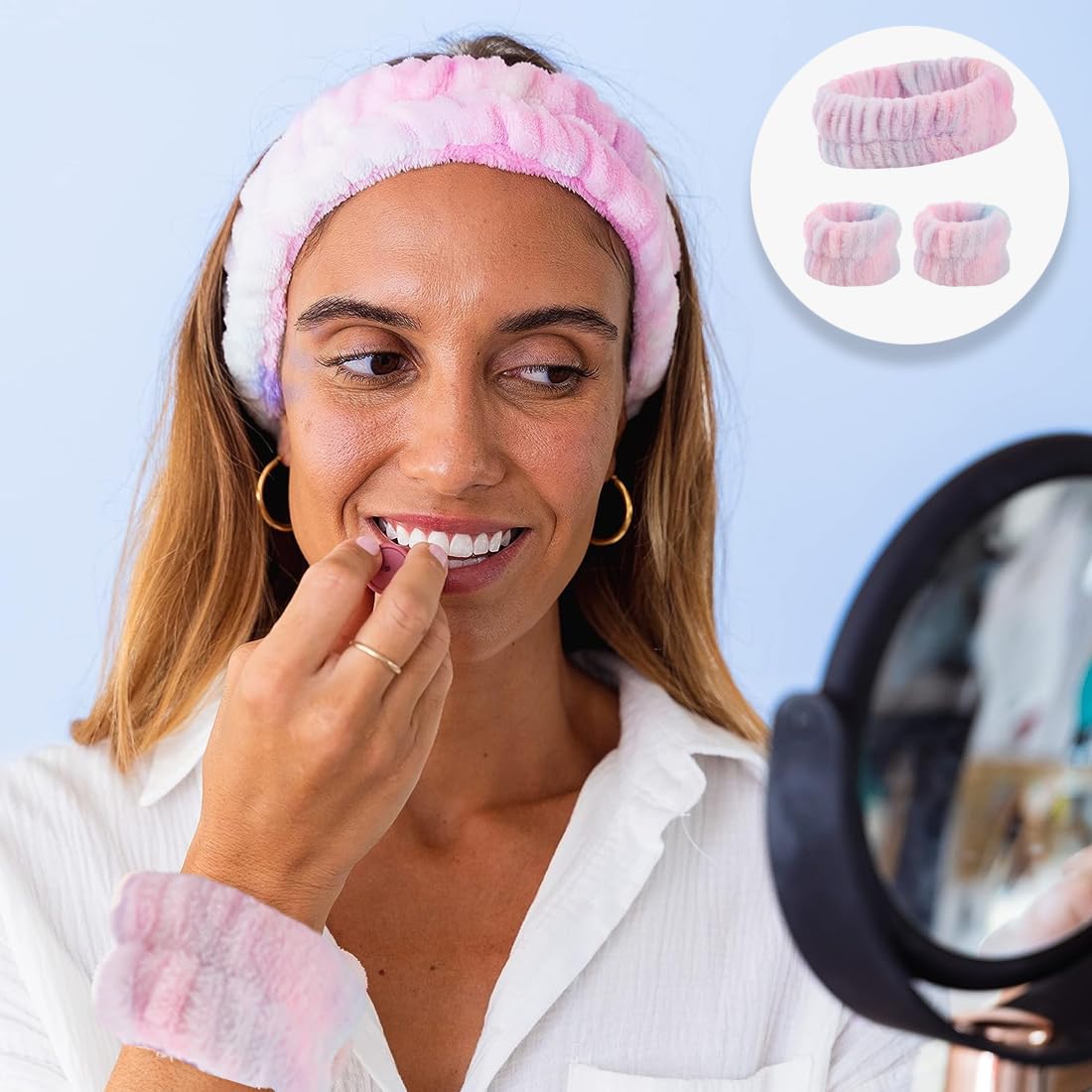 TPZORJX Set Di Braccialetti In Spugna Per Lavare Il Viso Fasce Trucco Donne E Ragazze Rimozione Del La Cura Della Pelle Lavaggio Spa Yoga Sport Doccia