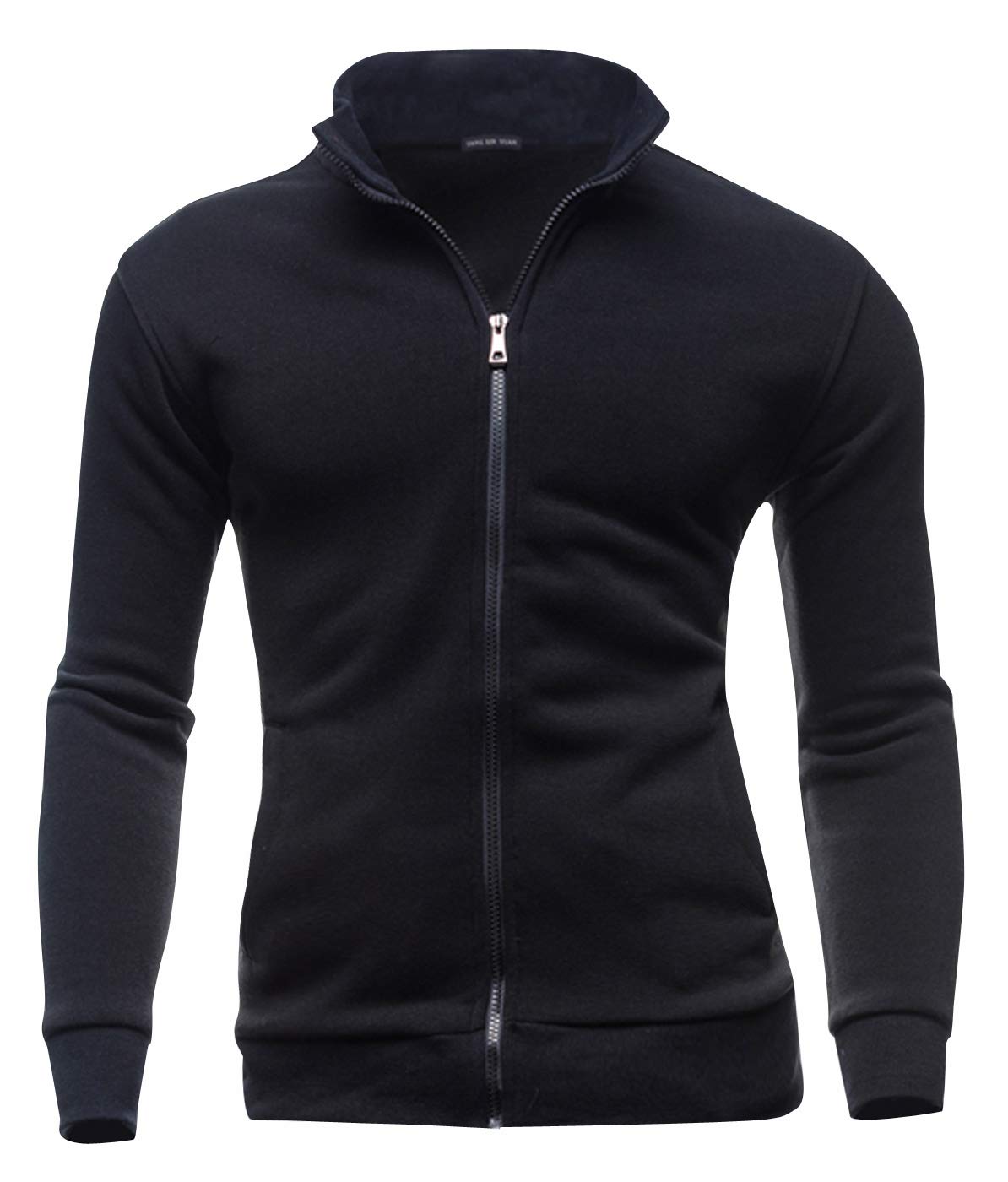 AIEOEMens Casual Cardigan Warm Slim Fit High Neck Solid Zipper Leisure Jacket