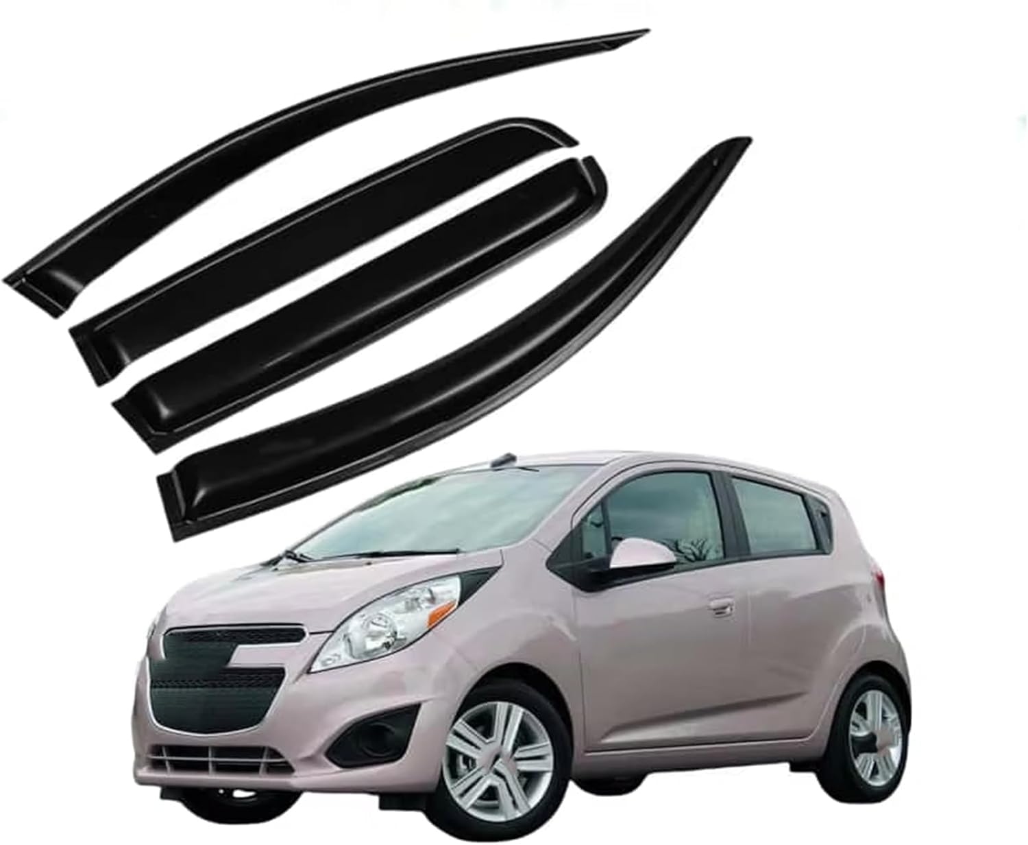 Acwyahso Normal Rain Guards Wind Deflectors For Spark 2011-2016 Hatchback, 4Pcs Vent Visors, Allows Fresh Air & Keeps Rain Out, No-Drill Install