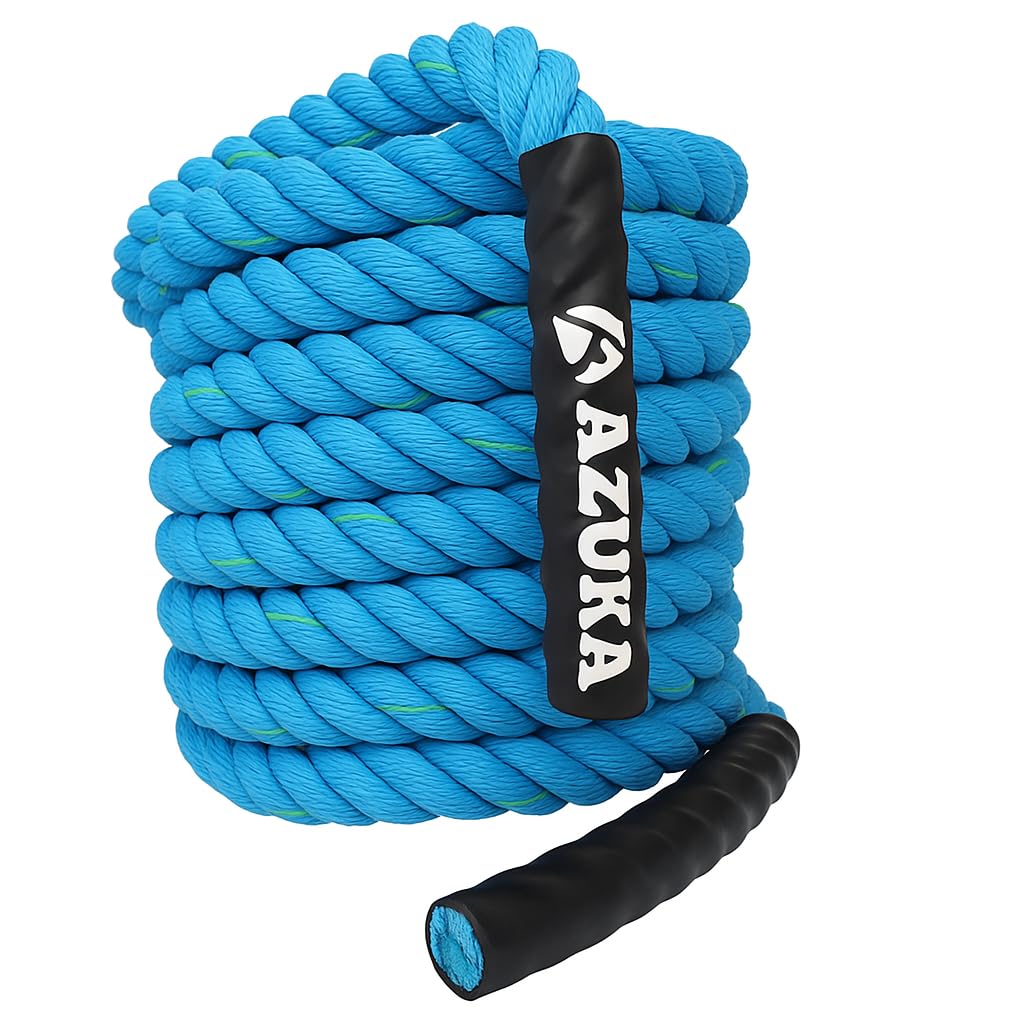AZUKA® PolyPropylene Battle Rope for Gym, Battle Rope for Home, Heavy Battle Rope, 1.5 Inches Diameter (50 FT, Ocean Blue)
