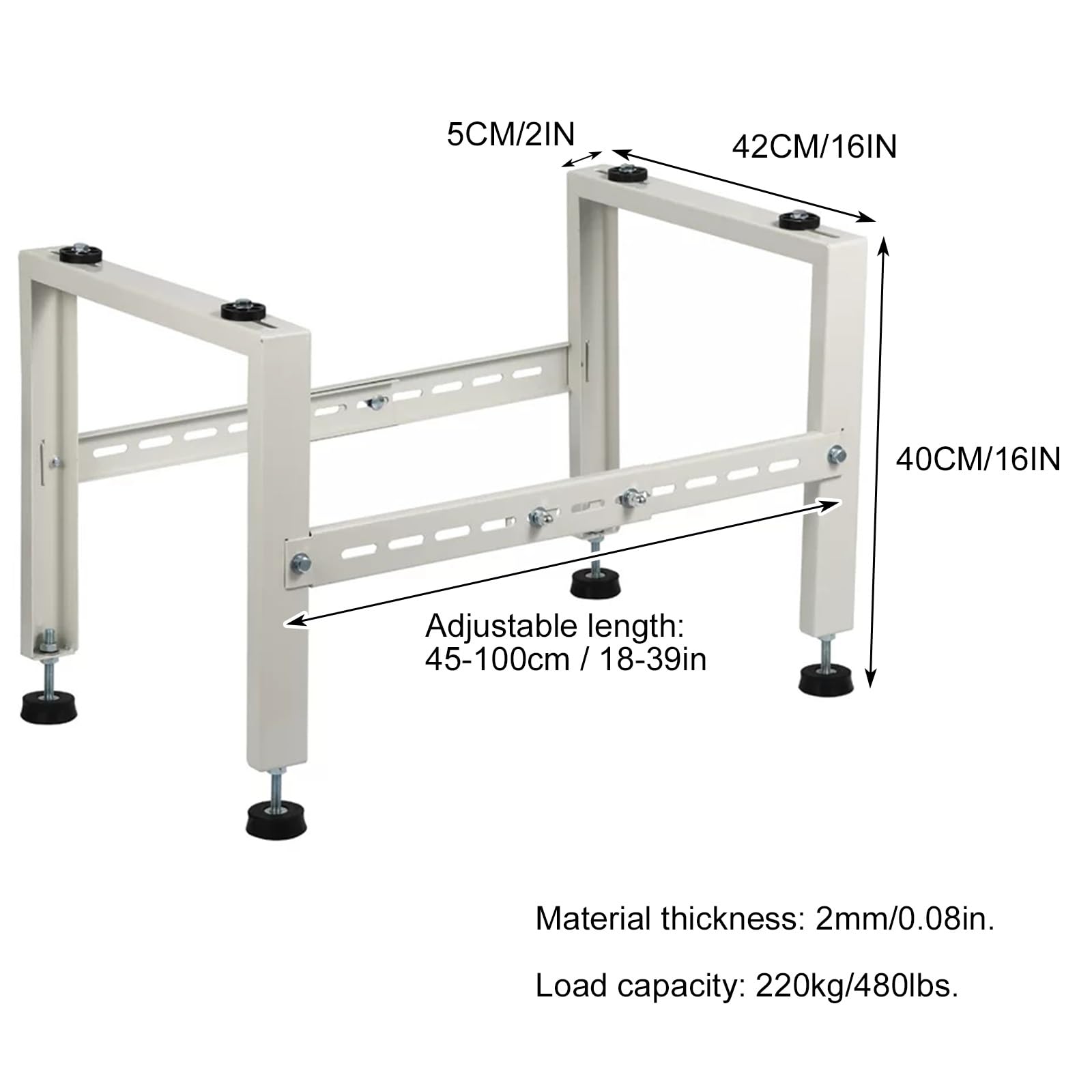 Soporte Aire Acondicionado Exterior, Kit Aire Acondicionado, de Pie, Acero Galvanizado, Capacidad de Carga de 220 Kg