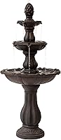 XBrand 51" 3-Tier Freestanding Waterfall Fountain with Pineapple Top, Brown - Outdoor Garden Patio Decor with Auto Shut-Off Pump