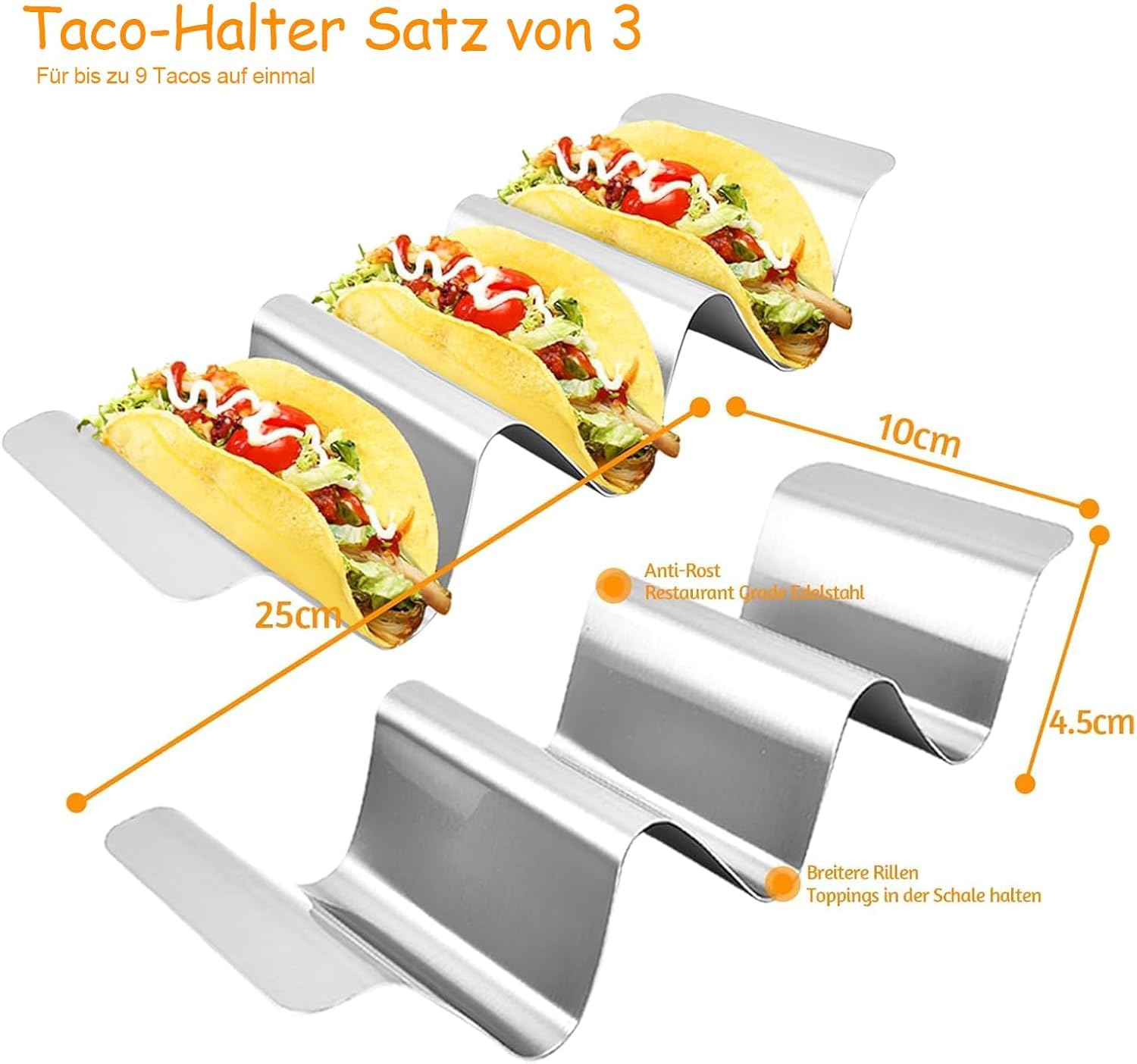 KOOSREEL Lot de 3 Supports à Juego de 3 Soportes para Taco, Acero Inoxidable