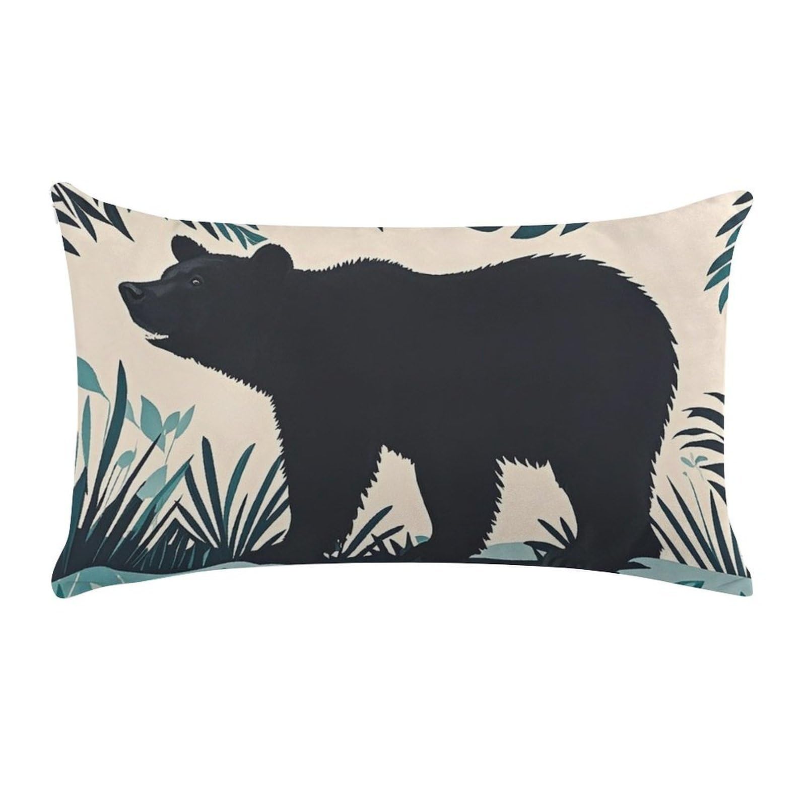 Bear Silhouette Pillow Cases for Sofa, Super Soft Plush Pillow Cover with Zipper, Luxury Cozy Pillow Shams for All Seasons, Lightweight Pillowcases for Bedroom, 12" X 20"
