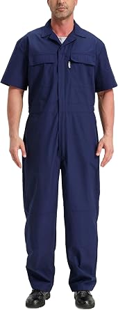 Short Sleeve Coveralls for Men Lightweight Work Coveralls Mechanics Jumpsuits