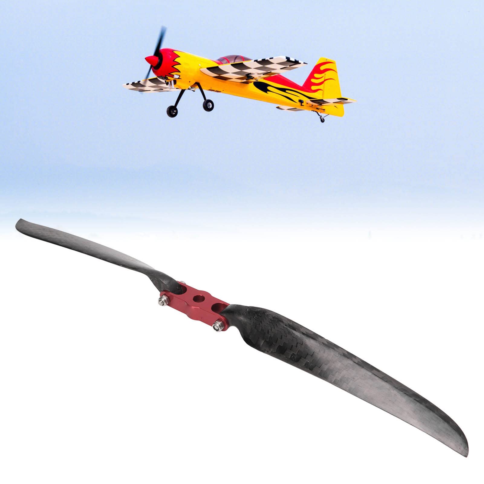 2 cuchillas de hélice plegable de avión RC con material de fibra de carbono para el modelo de plano RC