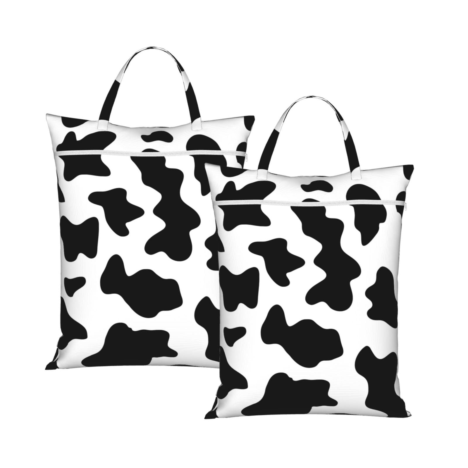 Yfsgdlbn 2Pcs Cow Spot Printed Travel Dirty Laundry Bag Clothes Pack Storage Basket Bag