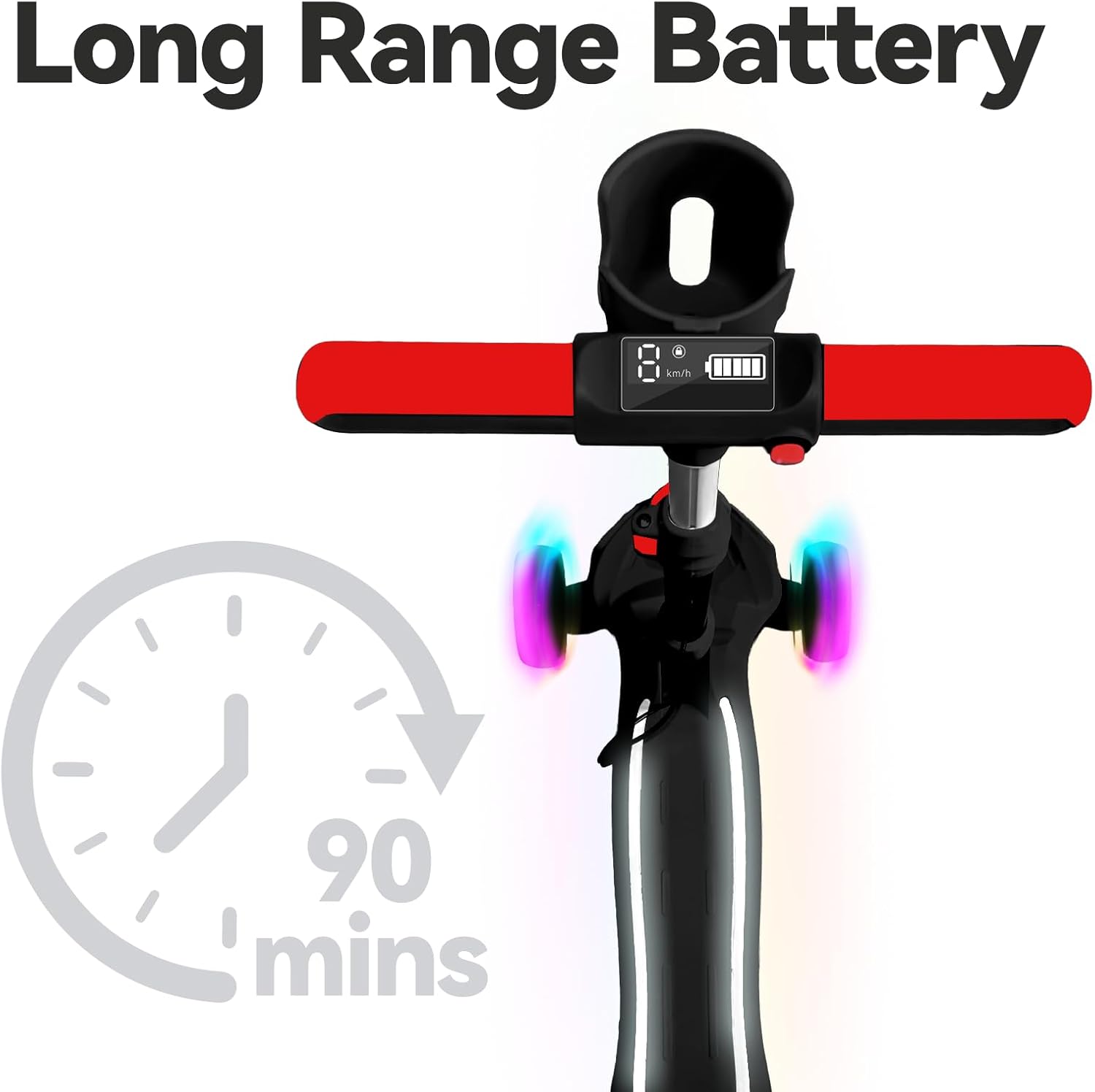 3 Wheel Electric Scooter for Kids Ages 3-10, w/Storage Basket, LCD Screen, Full Body Lights Up, Wide Deck, 5Mph Safe Speed, 90min Riding, Balance Foldable Kick Scooter for Boys & Girls, H Black