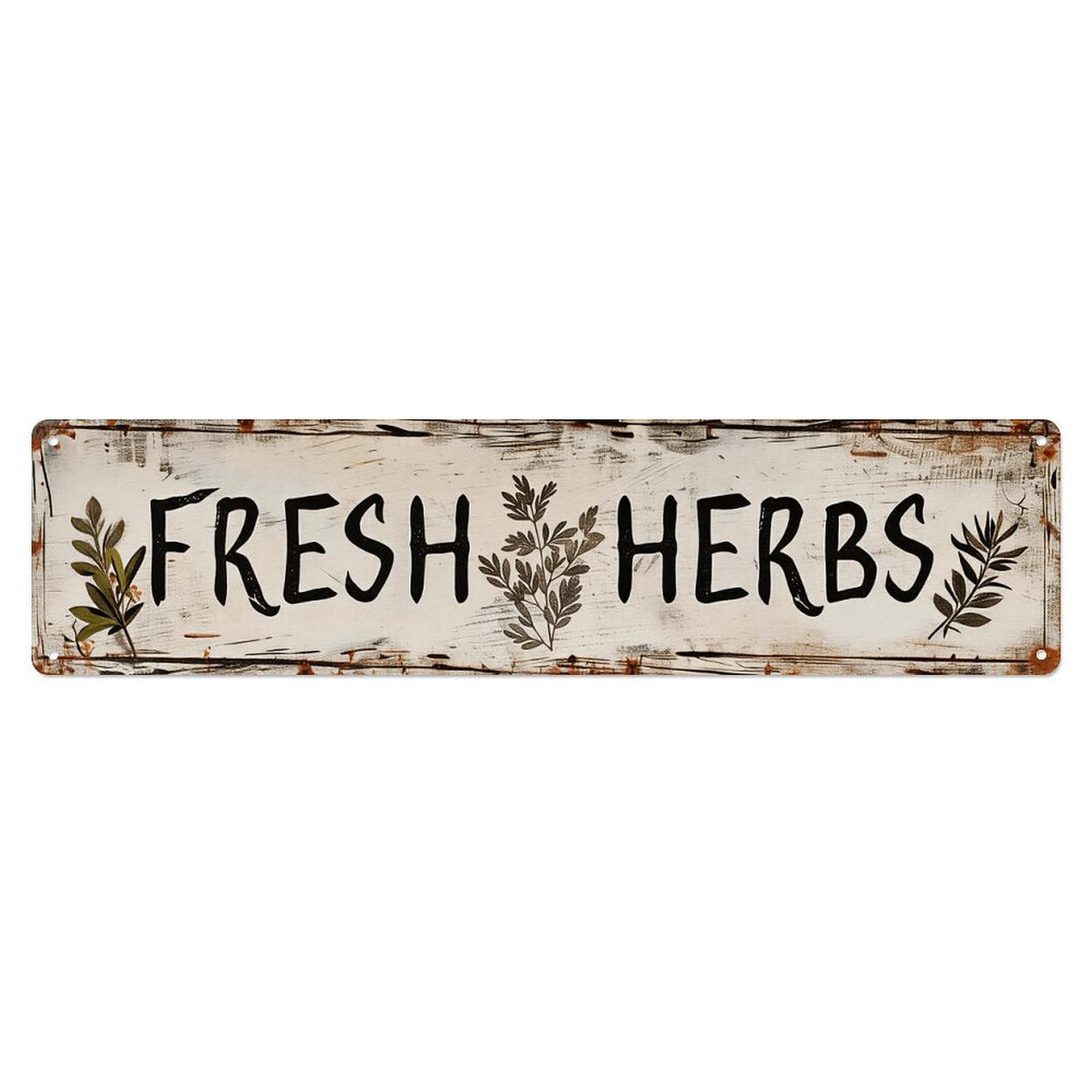 Vintage Fresh Herbs Kitchen Decor Metal Sign Vintage Aluminium Metal Sign, Retro Wall Decor for Home, Bar, Garage & Farmhouse 10 * 40cm
