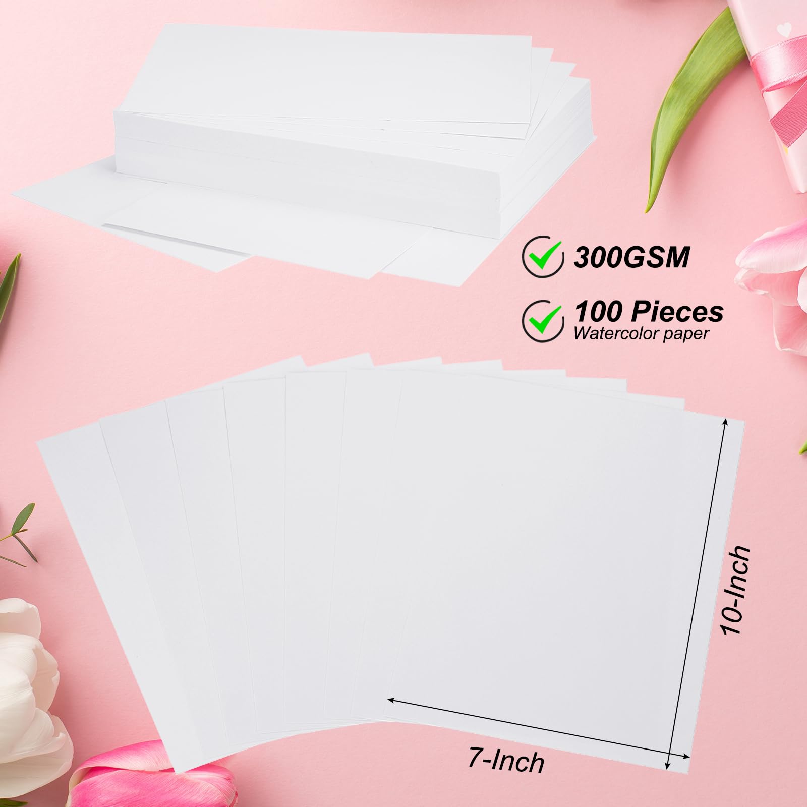 PATIKIL 100 Feuilles Papier Aquarelle Pure en Coton 140lb/300 GSM