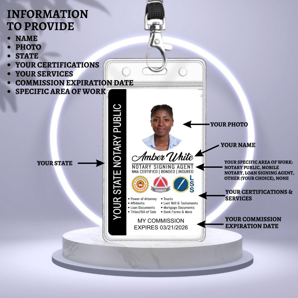 Generic 11thHouseGraphics Notary Public ID Badge Custom | Mobile Notary | Loan Signing Agent Identification | Design 001