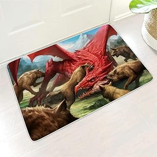 Buweirezhi Dywanik prysznicowy polowanie smok wilk można prać w pralce mata kuchenna wielokolorowa 45 x 70 cm