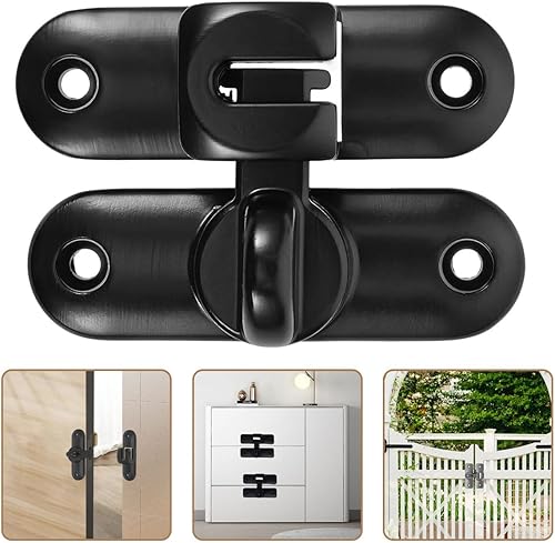 Cerradura de puerta de granero, cerradura de puerta negra de 90180 grados, herrajes para puerta abatible, cierre de cerradura de puerta de ángulo