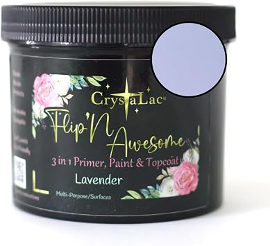 CrystaLac, FlipNAwesome 3in1 Paint, Primer, Top Coat Lavender, 16oz Pint