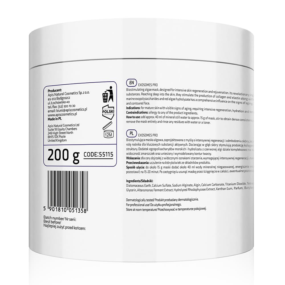 APIS Natural Cosmetics Exosomes Pro Biostimulating Algae Mask with Plant Exosomes and Marine Exopolysaccharides, 200g