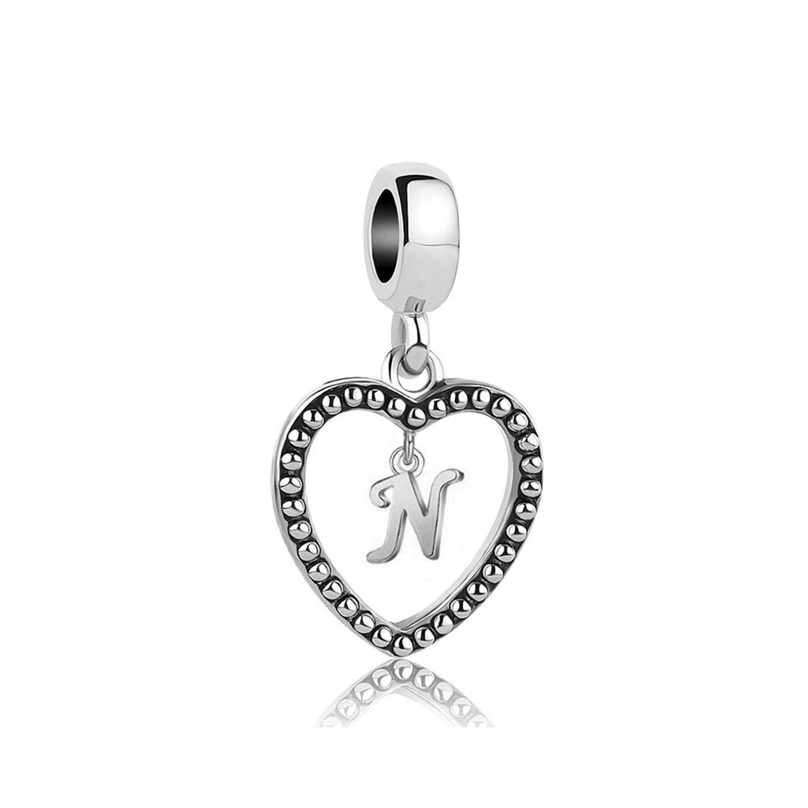 MiiFortMiiFort A-Z Letter Initial Charms Compatible with Pandora Moments Bracelets Gold Love Heart Alphabet Women Birthday