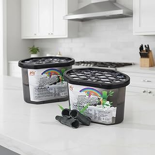 Moisture Absorber Bamboo Charcoal Mold-proof Deodorizing Desiccant Household Dehumidifier Boxes Fragrance-Free Humidity Absorber for Bathroom Closet Wardrobe Kitchen (Pack of 2) 500ml