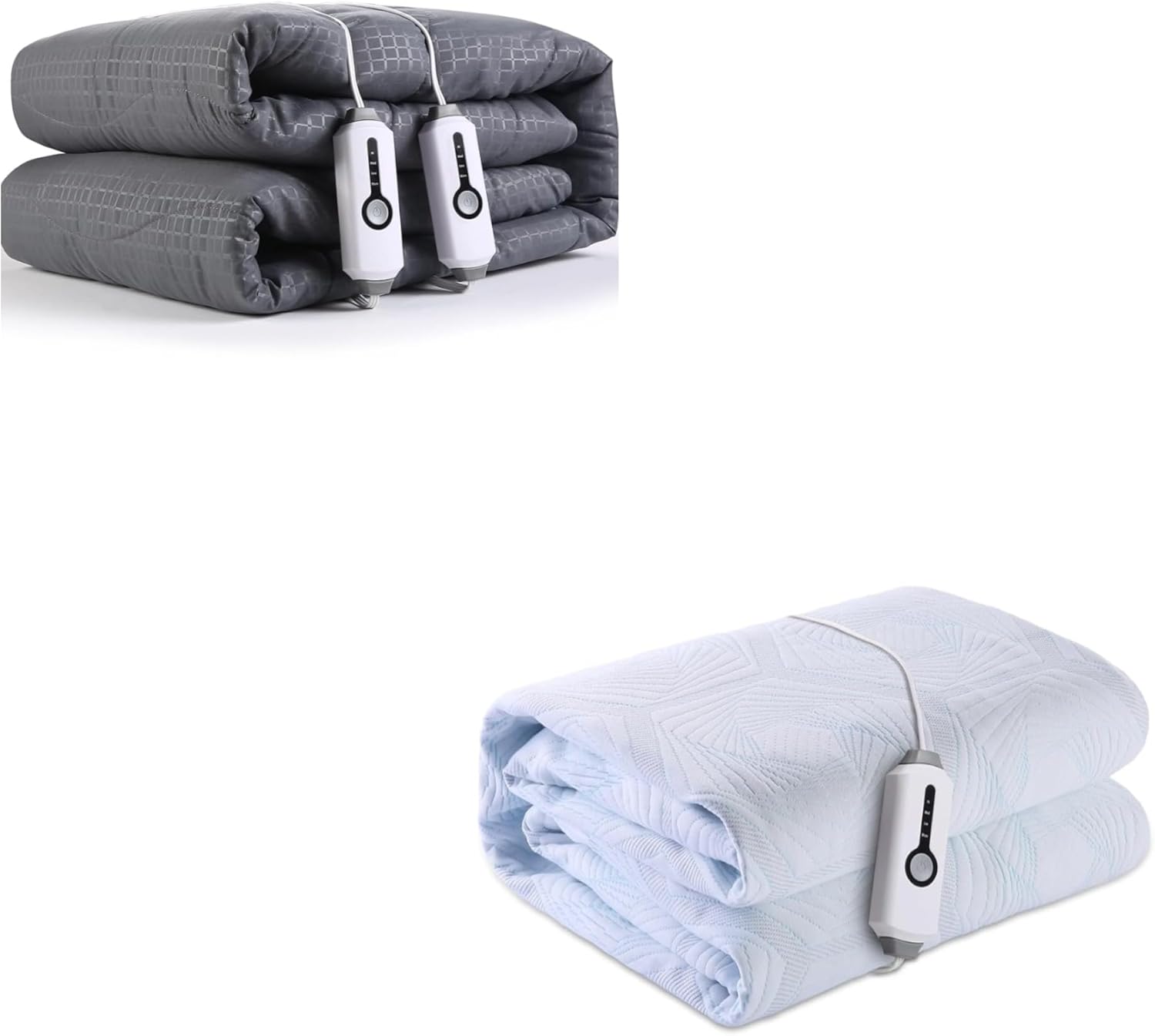 SUNNY HEAT Electric Mattress Pad, King & Full Size, 4 Heating Levels & 10 Hour Auto Shut Off, Machine Washable, Grey & White