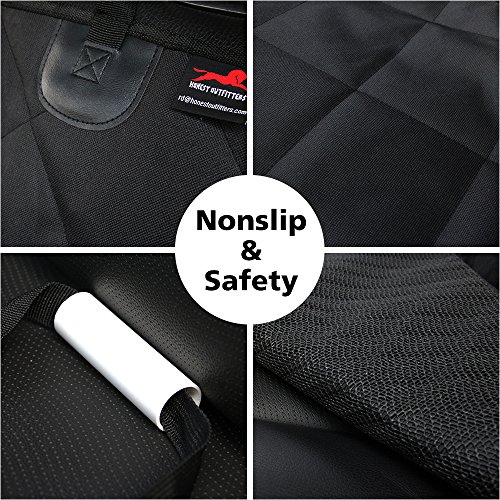 Image of Honest Dog Car Seat Covers with Side Flap, Pet Backseat Cover for Cars, Trucks, and Suv's - Waterproof & Nonslip-Luxury(Quilted) (61'' W x 64'' L, Black)