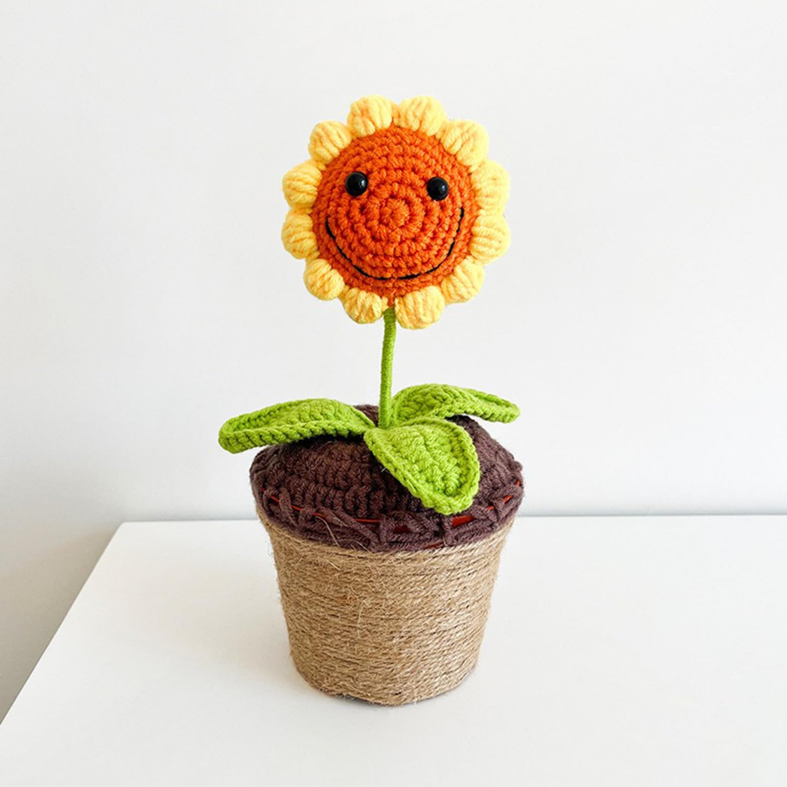 Amazon.com: Chlobin Handmade Crochet Smiley Face Sunflower Potted