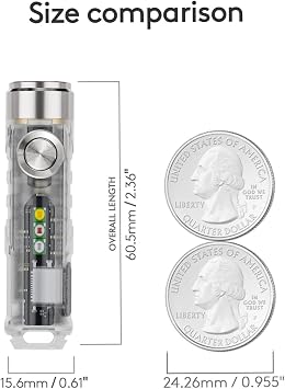 RovyVon 4th Aurora A8 USB-C EDC Flashlight, 90 CRI 5000K | Max 420 Lumen Rechargeable Keychain Light, Momentary On, Lock Mode, Magnet Accessories, For Checking Outdoor(365nm/Red/White)