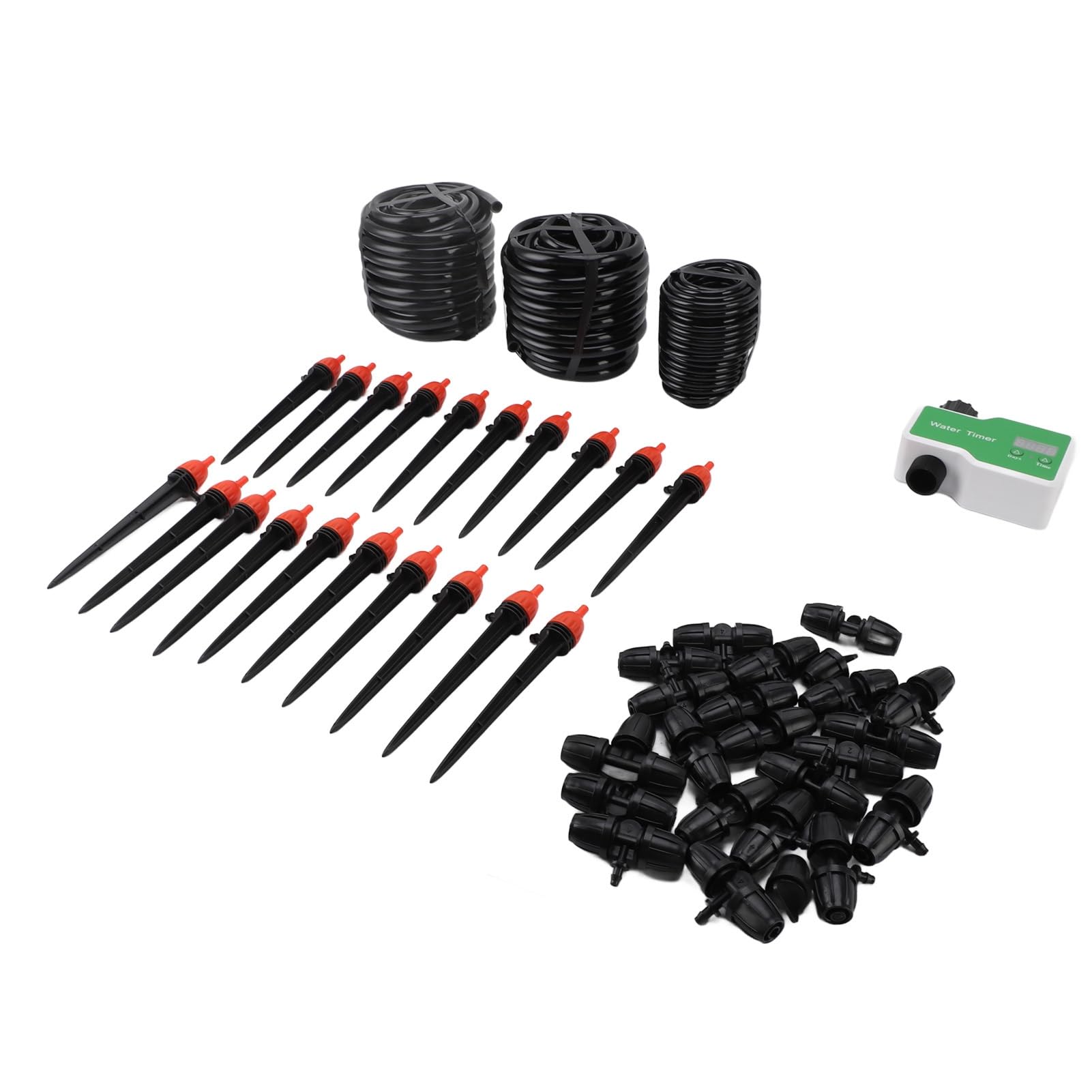 Generic 30m System Nawadniania Roślin Wodociągowych do Szklarniowych Balkonów Ogrodowych Nawadnianie Dużej Powierzchni Stabilna ilość Wody Baterie 2xAA ABS PVC
