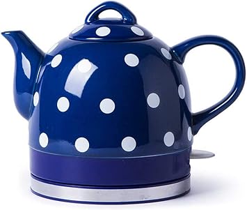 Kettles Ceramic Electric Kettle Cordless Water Teapot, Teapot-Retro Jug, 1000W Water Fast for Tea, Coffee, Soup, Removable Base, Automatic Power Off,for Hotel and Home/Blue