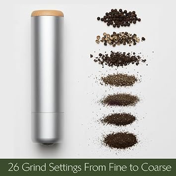 Evermill Pepper Mill Premium Adjustable Pepper Grinder with Ceramic Grinder Core Refillable Aluminum Manual Pepper Grinder for Kitchen (Black)