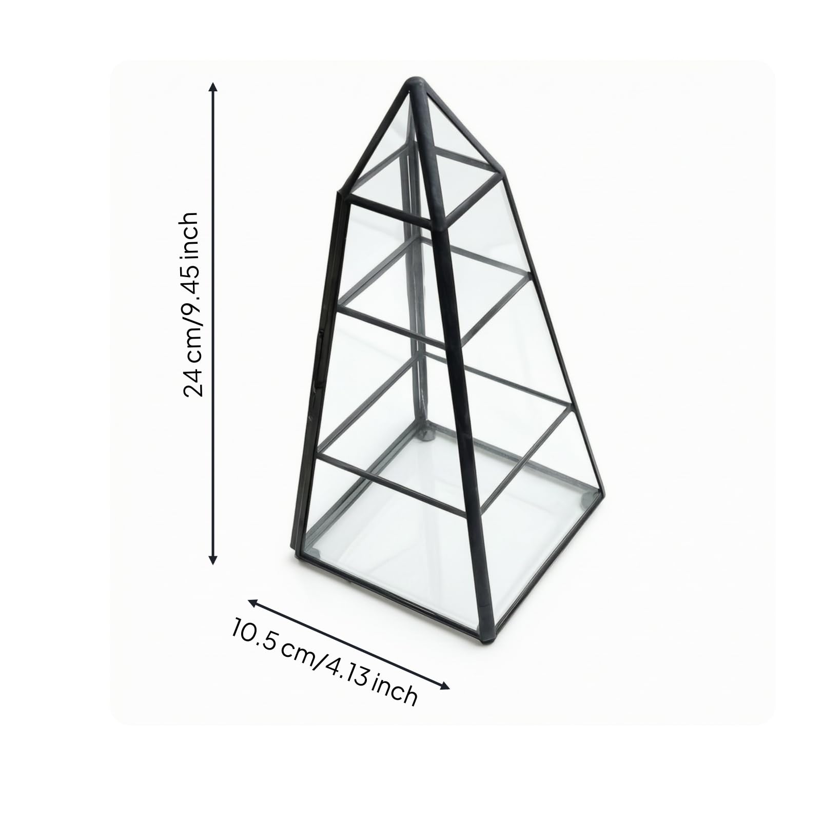 Scatola gioie in a Torre Piramidale to Vetrina da Tavolo con Ripiani Inrni Regalo Connitore per Mensola Camera, Nero Stagno