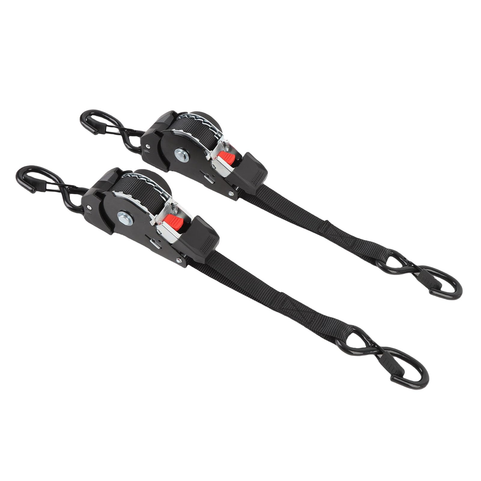 Zunate 2 Stück Ratschengurte, 2,5 cm X, Automatisch Einziehbare Zurrgurte mit S-Haken, 1760 Lbs Bruchfestigkeit für Boot, Jet-Ski, Motorräder, ATV, Anhänger