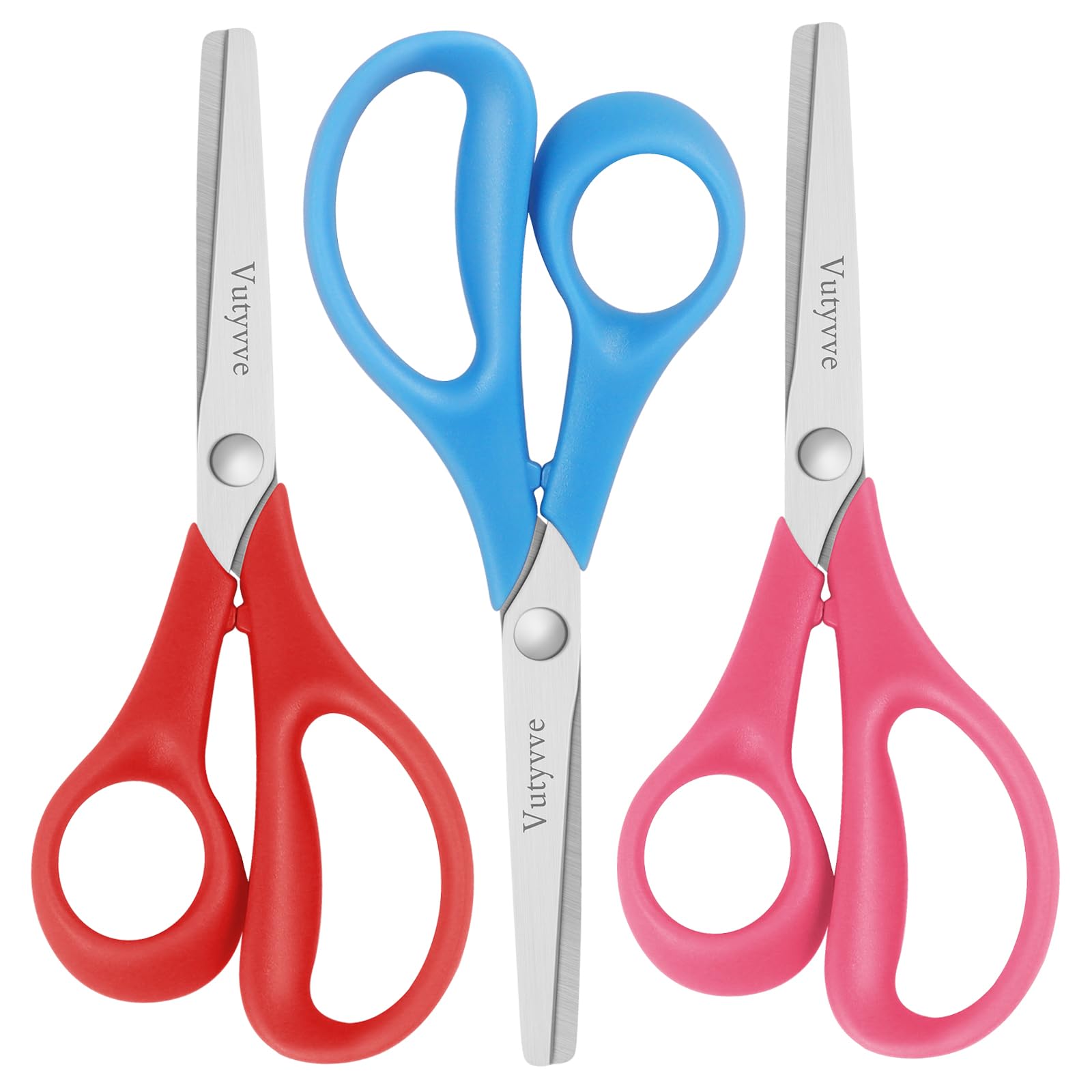 Vutyvve Left Handed kid's Scissors 3 Piece Set, 5 Inch Children's Safety Blunt Tip Scissors for 3 Years Old and Above, Suitable for Home, School,