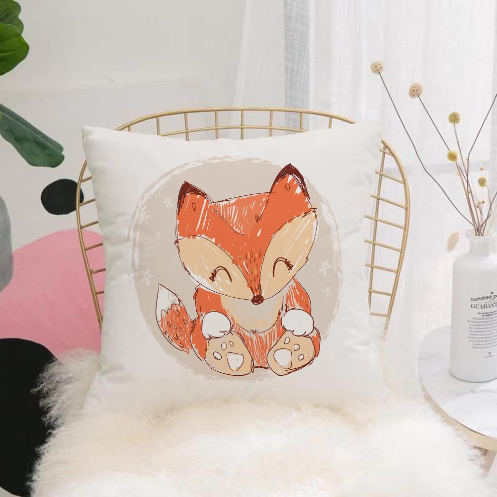 HYMSXW Cushion Cover,Throw Pillow Case Home Decorative for Living Room Bedroom Sofa Chair 20X20 Inch,Hand Drawn Cute Fox Vector Illustration animal Print for children's t-shirts.,Pillowcase 50X50cm