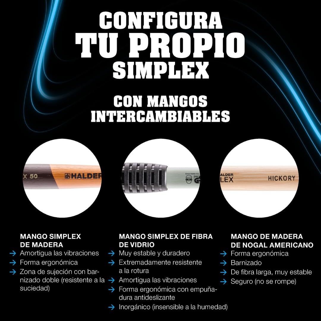 Halder - Martillo de goma (TPE-soft con carcasa de hierro maleable y mango de madera de, diámetro de 80 mm)