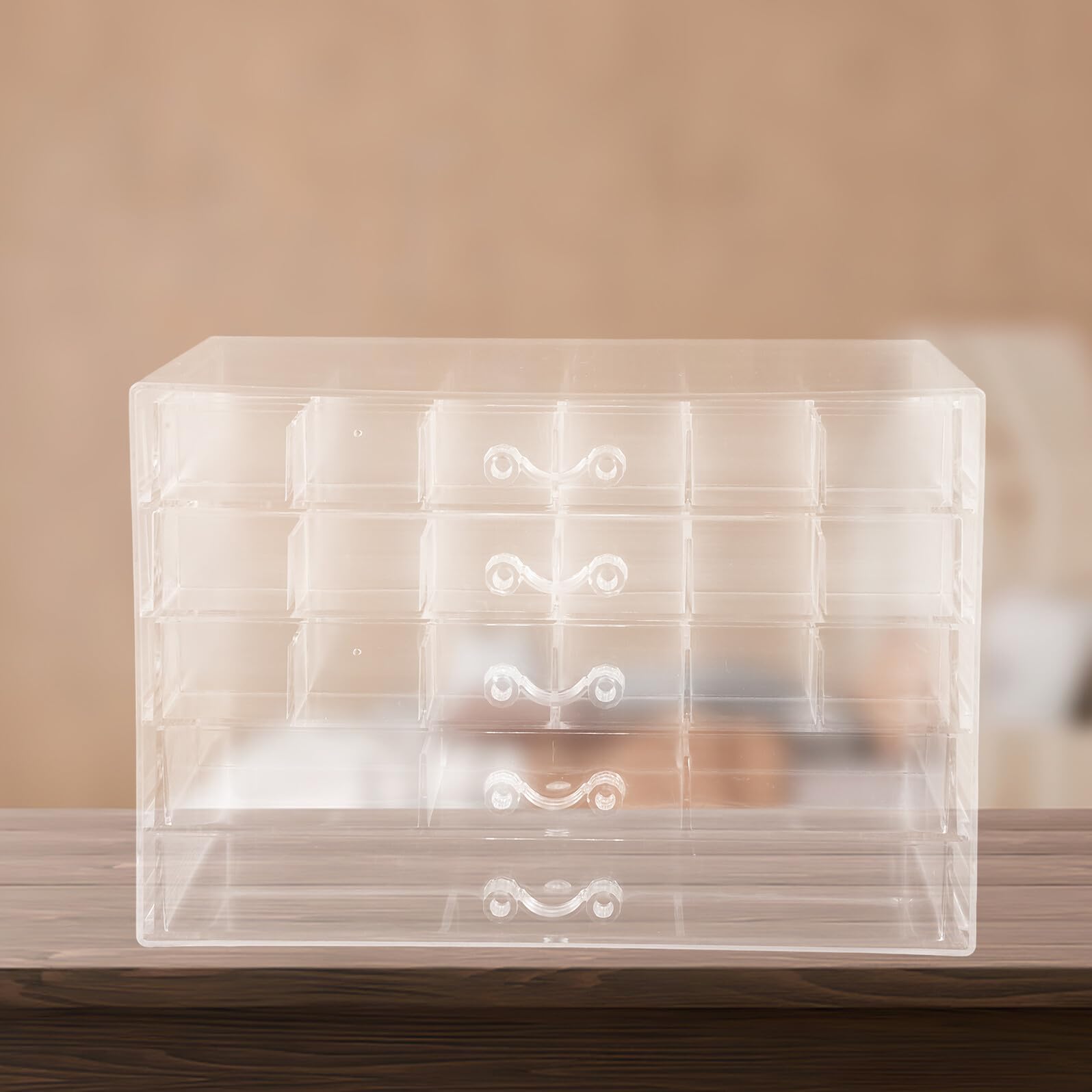 Uonlytech Organizzatore Orecchini in Plastica a 5 Strati con Cassetti | Trasparente, Capienza Ampia, Design Semplice e Raffinato, Struttura Impilabile per Ordine e Protezione