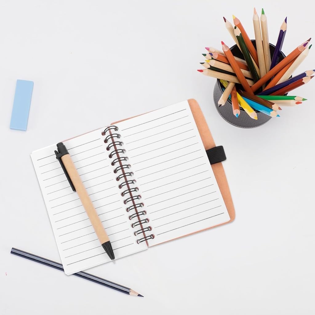 Papelería en espiral de hojas sueltas, pegatinas de conveniencia desmontables de papel Kraft, cuaderno minimalista creativo