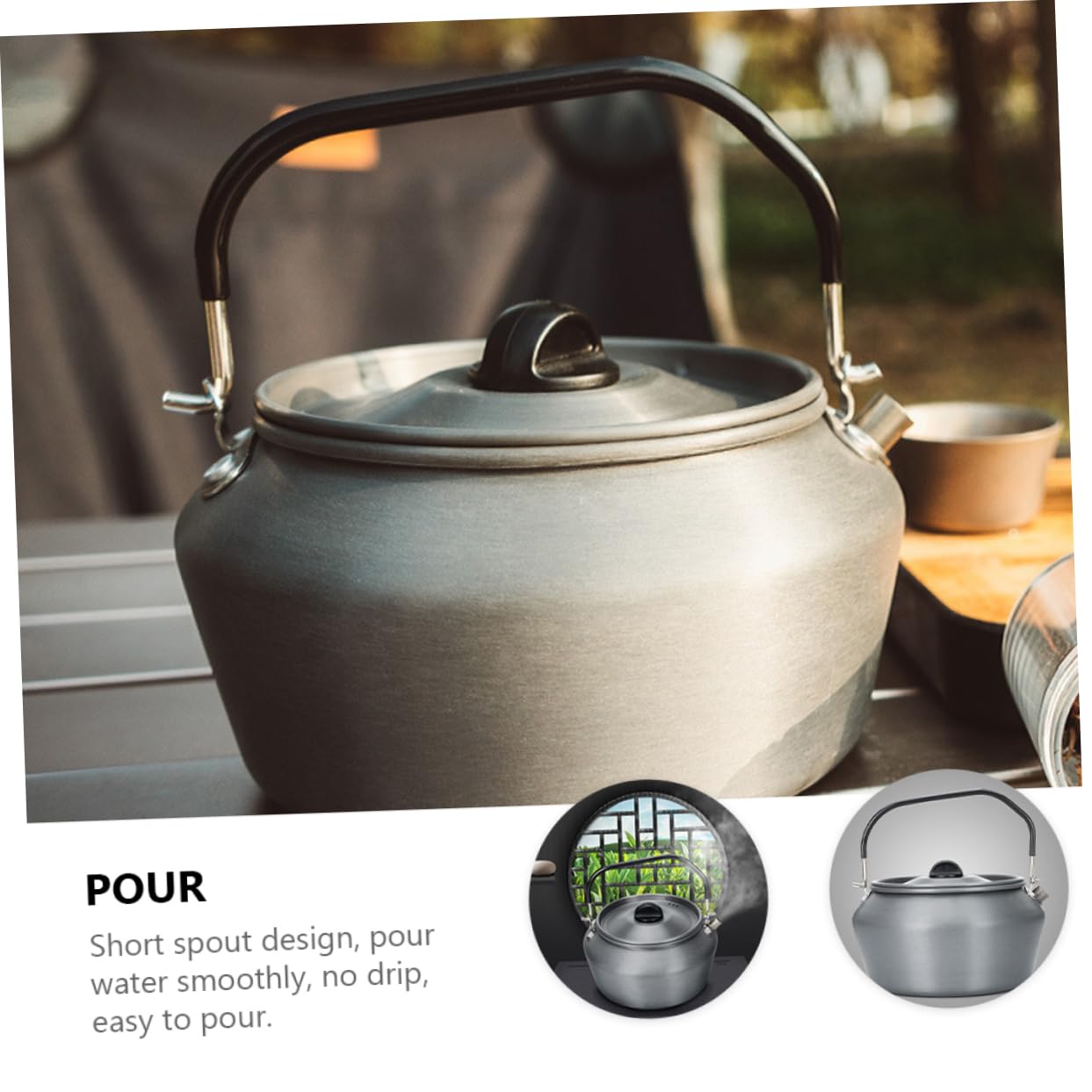BESTonZON Hervidor Portátil Ligero para Acampar Tetera para Exteriores Hervidor de Agua para Camping Tetera para Acampar de Agua Camping Portátil