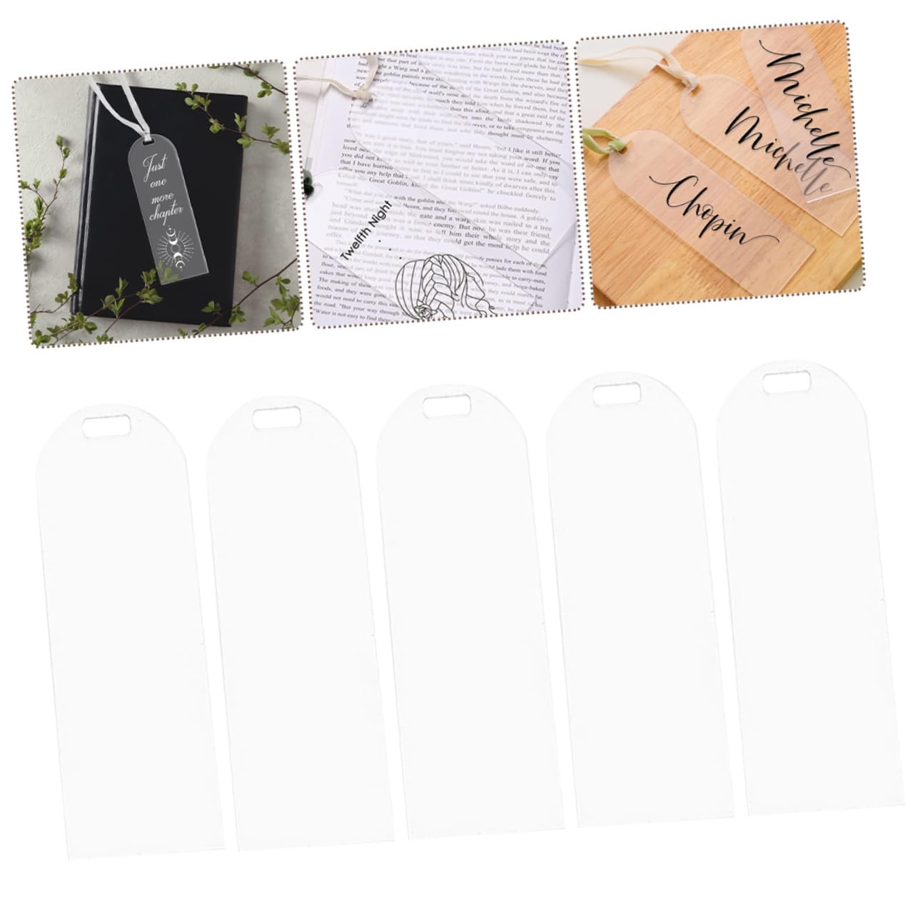 DOITOOL Marcapáginas Acrílicos Transparentes De Marcadores De Página Diy Manualidades Accesorios De Lectura Y Personalizables 20 Piezas*4