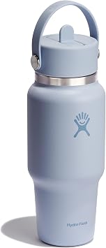 Hydro Flask Travel Water Bottle - Insulated Stainless Steel - Wide Straw Lid, Non Spill, Leakproof in 24 Oz Surf Blue