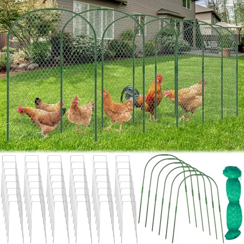 2.1 x 32.8 FT Portable Chicken Tunnel - Outside Chicken Coop Tunnel Quick Install Yard Coop for Chicken Ducks Rabbits & More