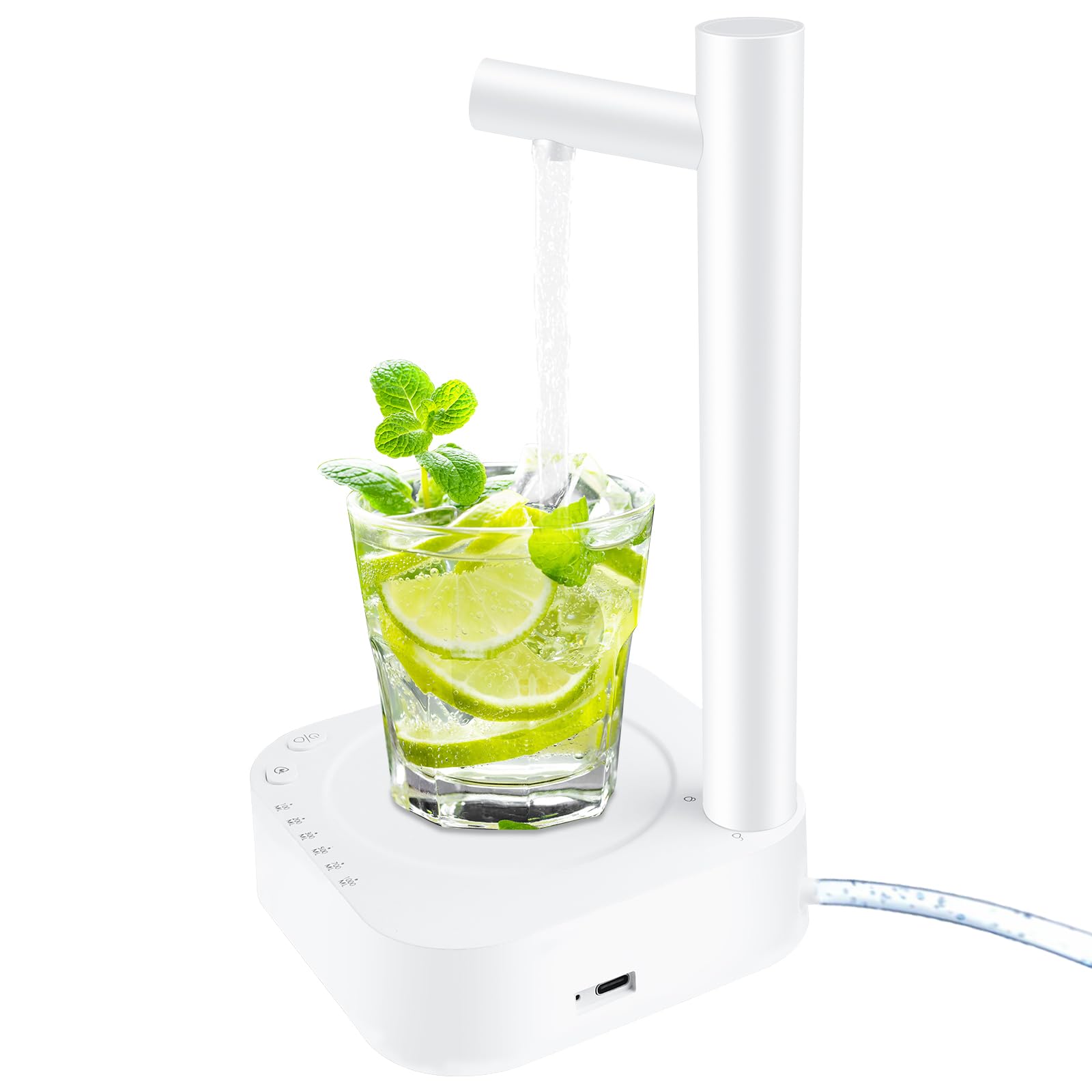 Photo 1 of Portable Countertop Water Dispenser, 7 Levels Mini Water Jug Dispenser, Smart Bedside Water Pump Dispenser for 5 Gallon & Universal Bottle, USB Rechargeable Drink Dispenser for Bedroom Desk