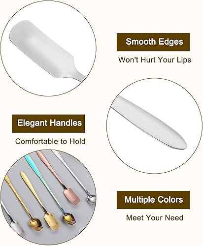 Miniatura 3 de uxcell 4 cucharas de café expreso de acero inoxidable de 5 pulgadas, cucharas de postre, cucharas de té helado para café, helado, té, azúcar, plata