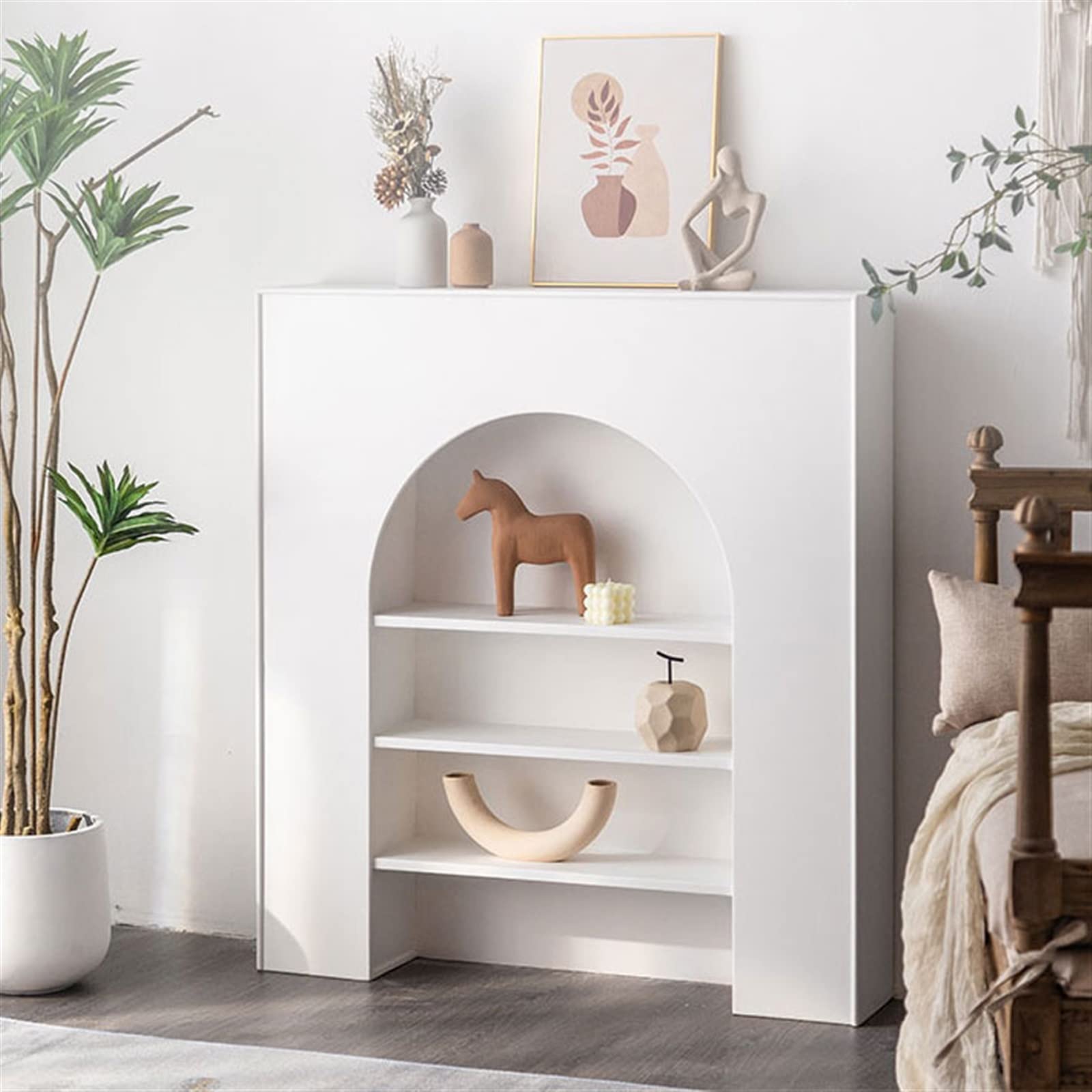 Dekoracyjne Elektryczny piec kominkowy Mantel surround Francuska szafka dekoracyjna Symulacja kominka Witryna Salon Kominek Piec Obramowanie, biały Otoczenie kominka | 70*20*80cm