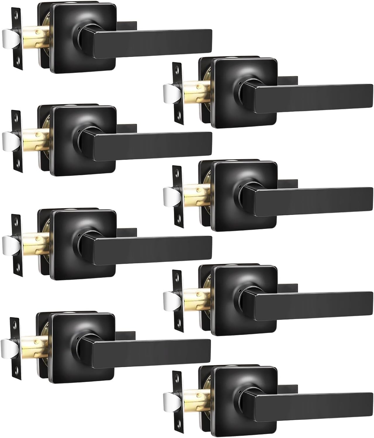GOBEKOR 8 Pack Passage Door Levers Matte Black Interior Door Handles