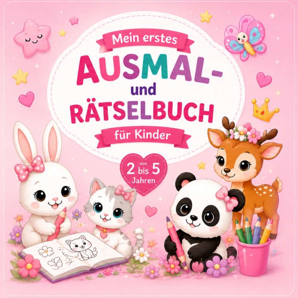 Mein erstes Ausmal&Rätselbuch für Kinder von 2-5 Jahre: Lernspaß mit einfachen Ausmalbildern,Rätseln und ersten Übungen-ideales ... von Motorik, Konzentration und Kreativität